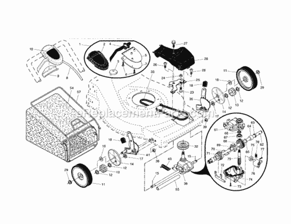 Page B Diagram and Parts List for  Craftsman Lawn Mower