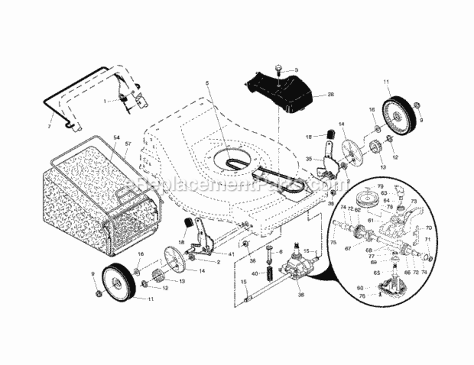 Page B Diagram and Parts List for  Craftsman Lawn Mower