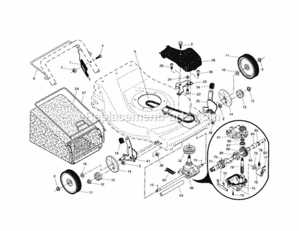 Page B Diagram and Parts List for  Craftsman Lawn Mower