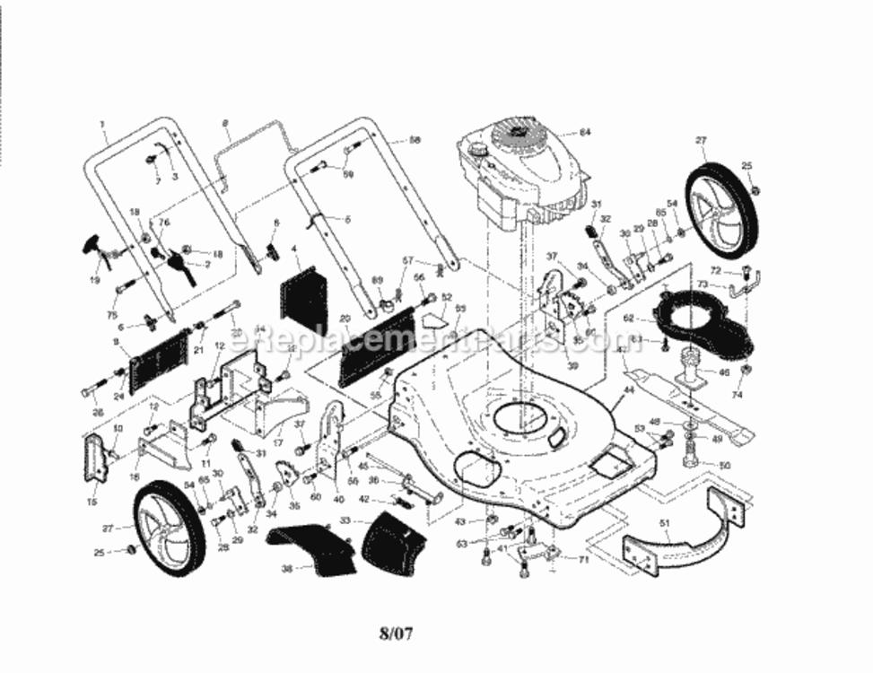 Page A Diagram and Parts List for  Craftsman Lawn Mower