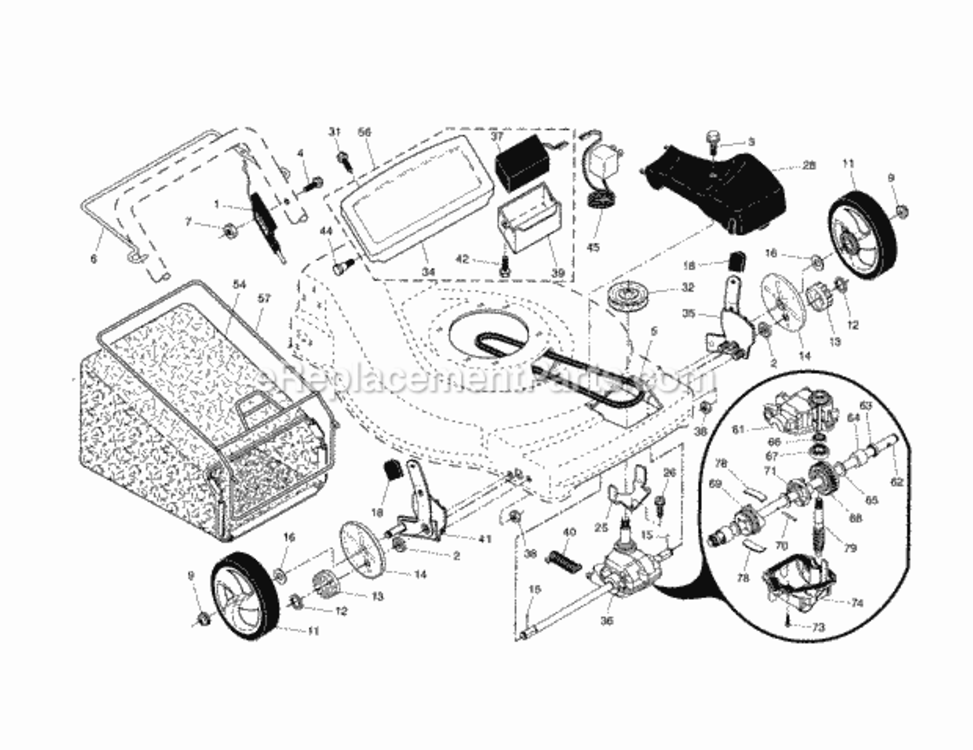 Page B Diagram and Parts List for  Craftsman Lawn Mower