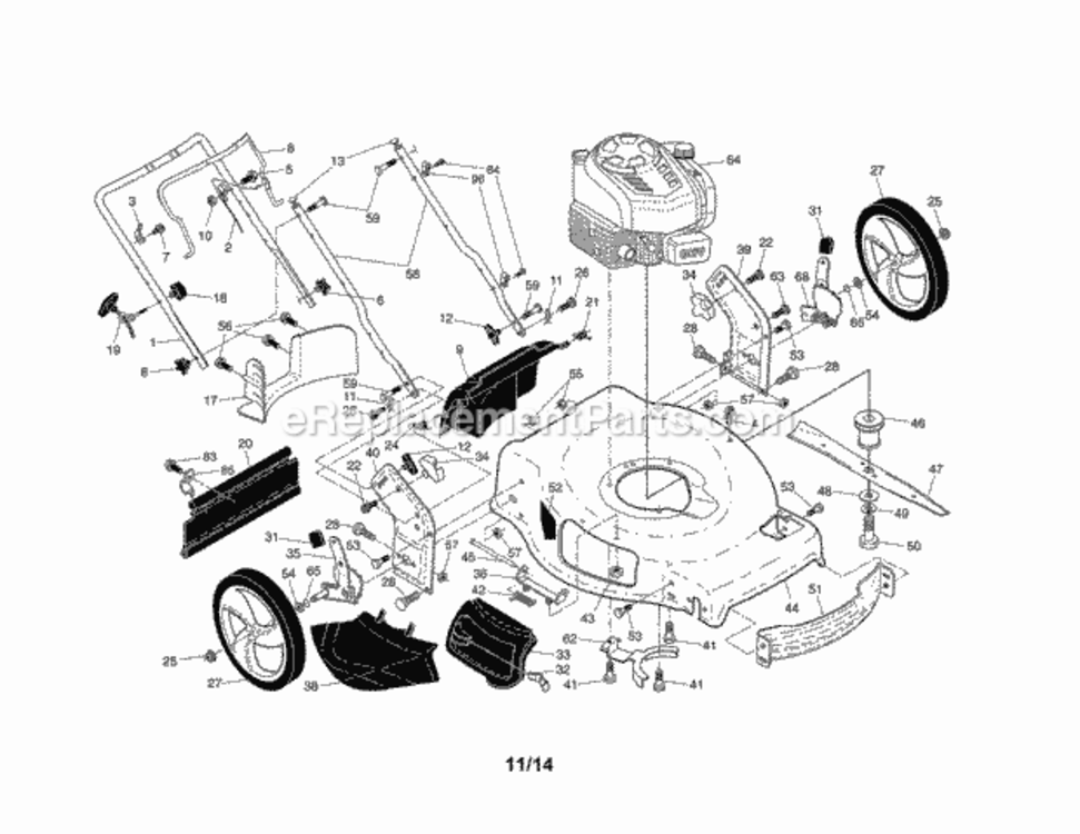 Page A Diagram and Parts List for  Craftsman Lawn Mower