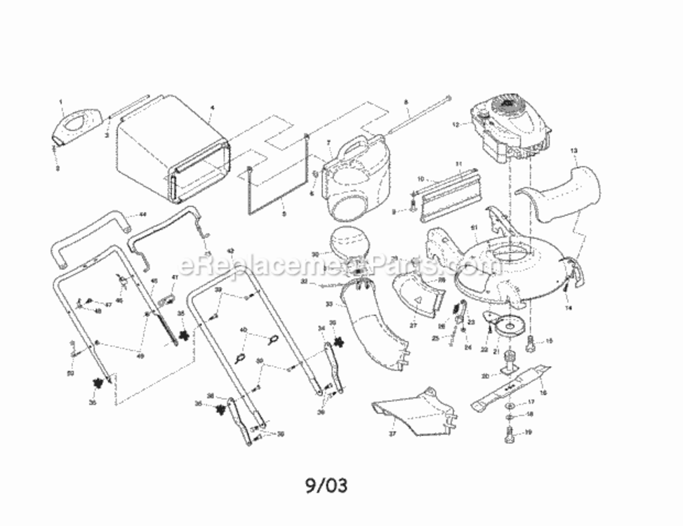 Page A Diagram and Parts List for  Craftsman Lawn Mower