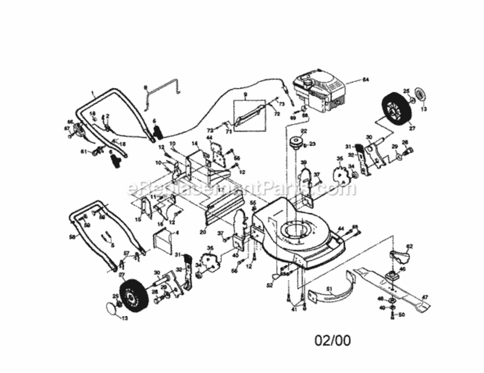 Page A Diagram and Parts List for  Craftsman Lawn Mower