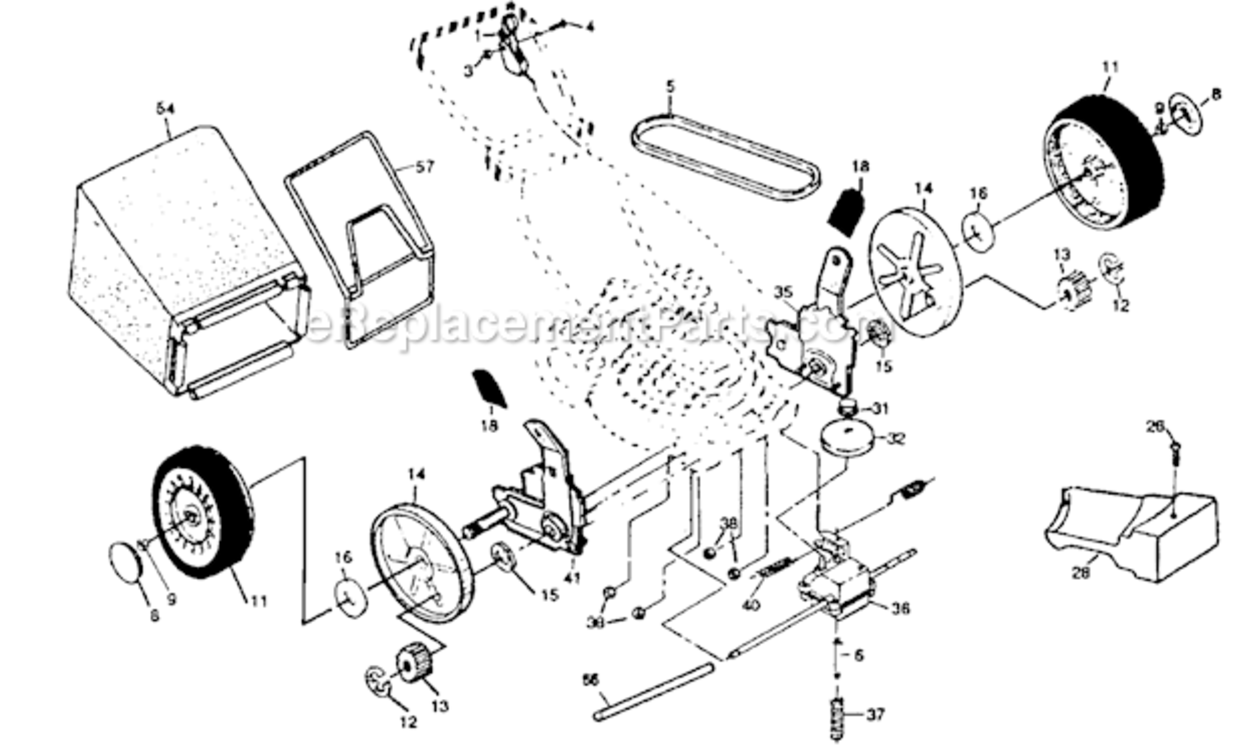 WheelsTiresBag Diagram and Parts List for  Craftsman Lawn Mower