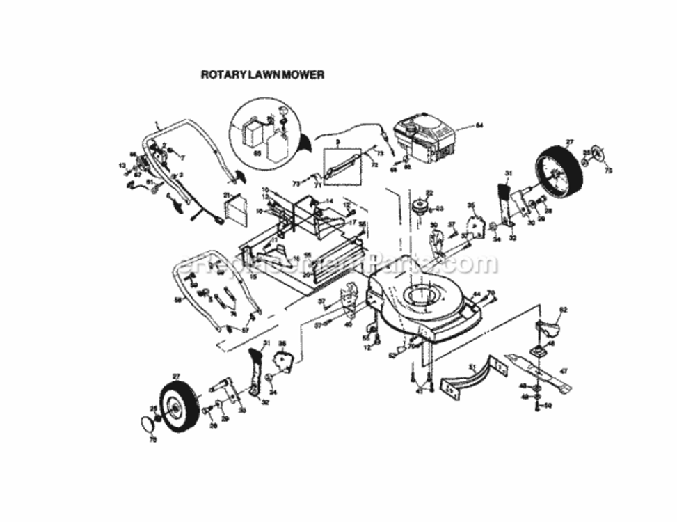 Page B Diagram and Parts List for  Craftsman Lawn Mower