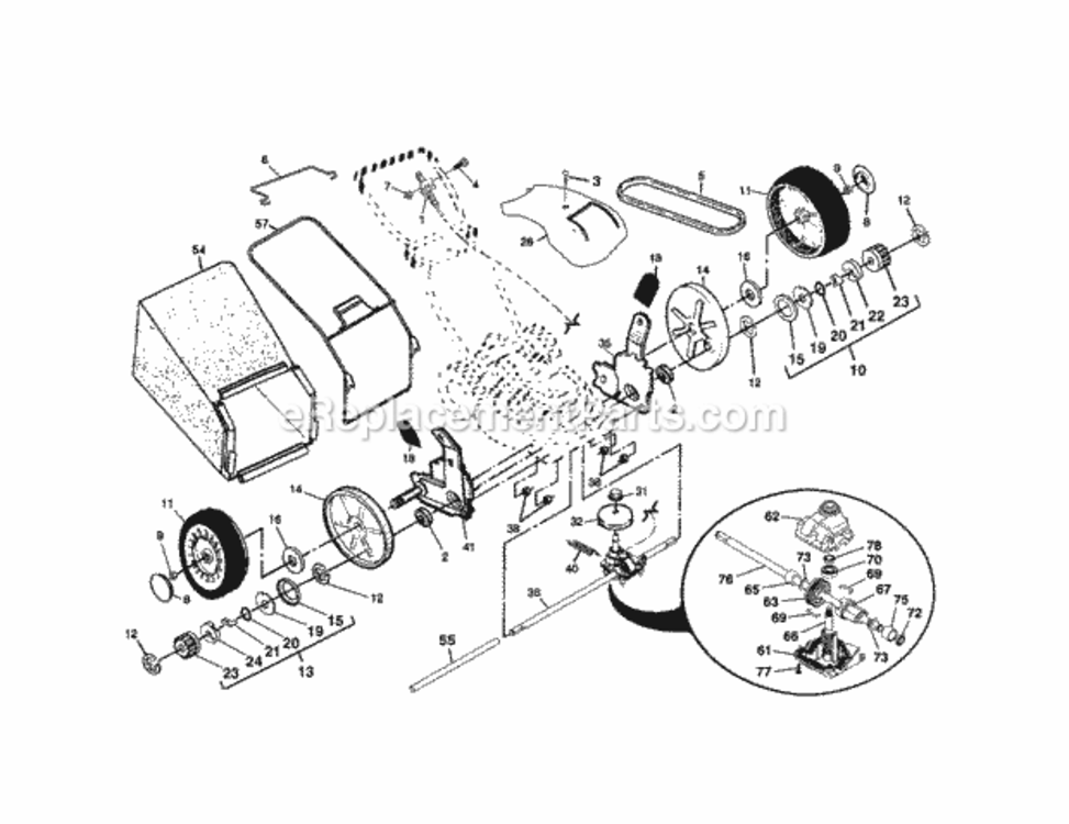 Page B Diagram and Parts List for  Craftsman Lawn Mower