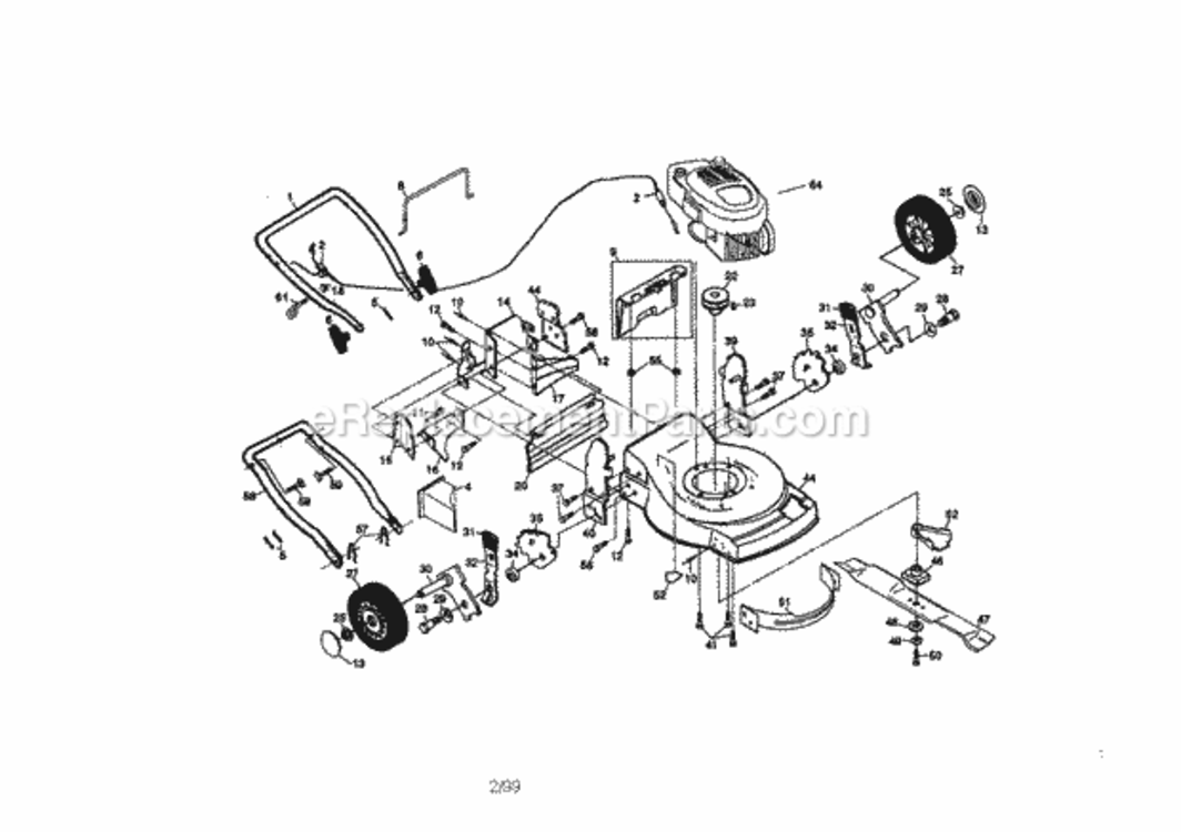Page A Diagram and Parts List for  Craftsman Lawn Mower