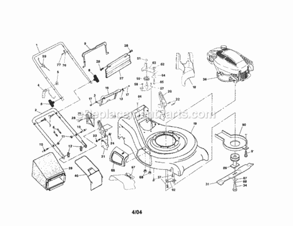 Page A Diagram and Parts List for  Craftsman Lawn Tractor