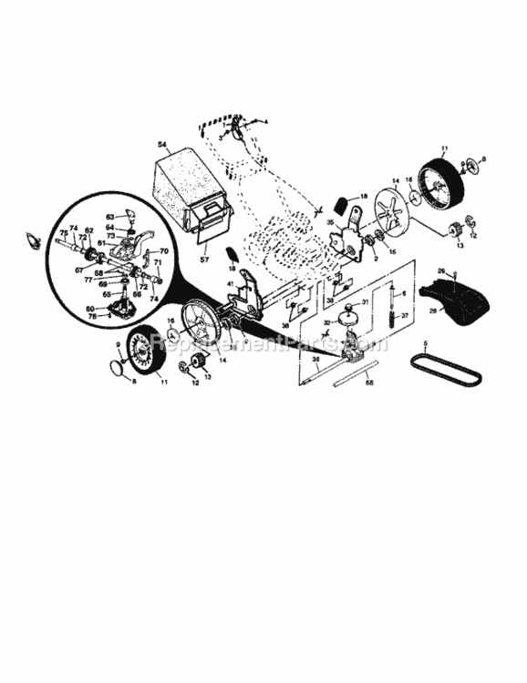 Page B Diagram and Parts List for  Craftsman Lawn Mower