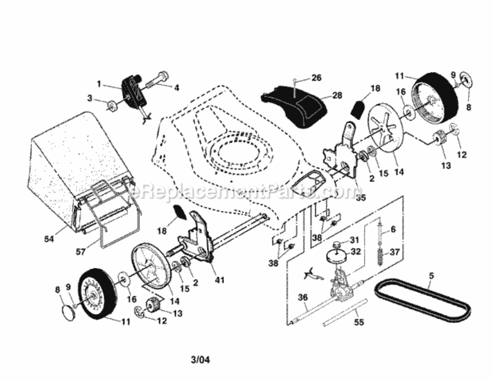 Page B Diagram and Parts List for  Craftsman Lawn Mower
