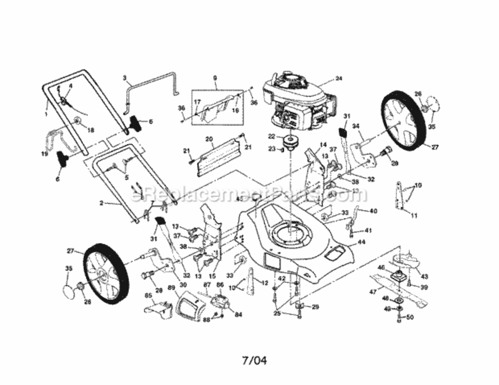Page A Diagram and Parts List for  Craftsman Lawn Mower