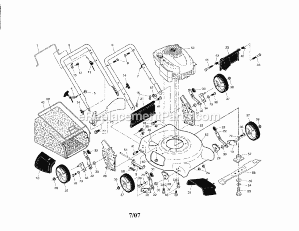 Page A Diagram and Parts List for  Craftsman Lawn Mower