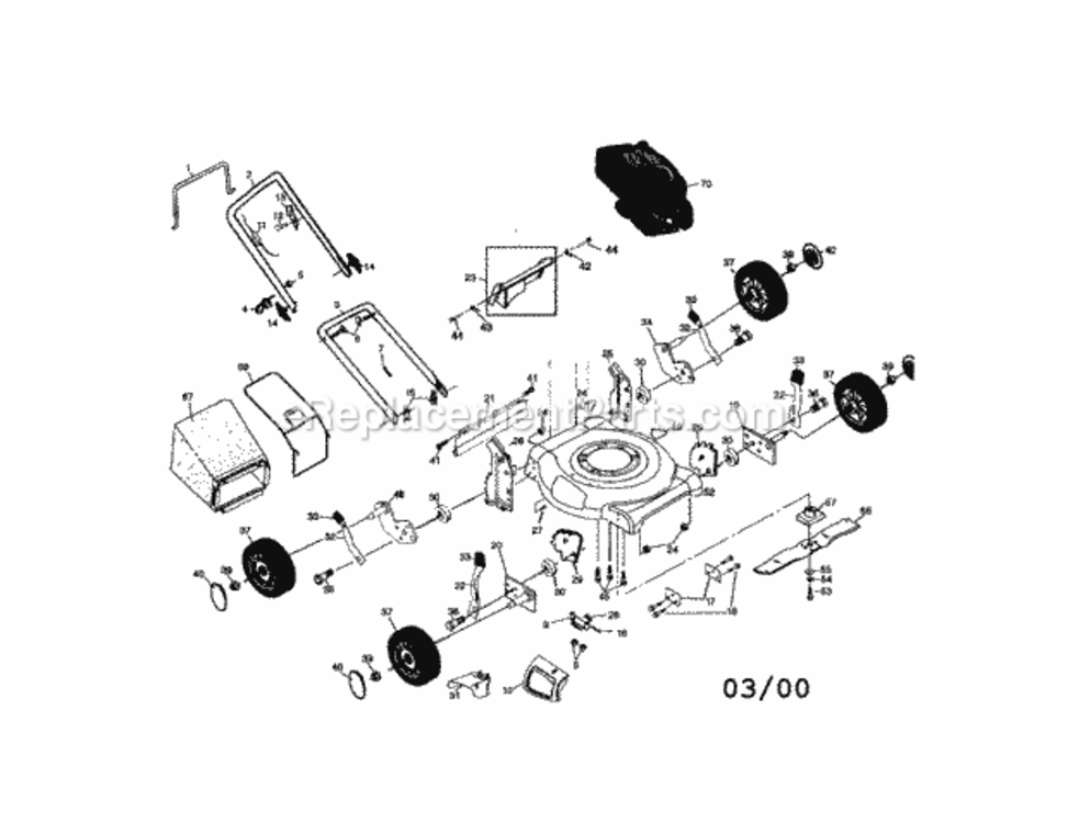 Page A Diagram and Parts List for  Craftsman Lawn Mower