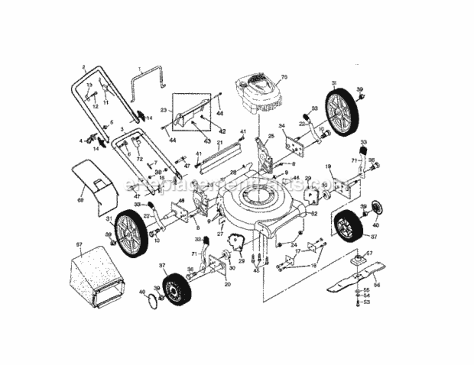 Page A Diagram and Parts List for  Craftsman Lawn Mower