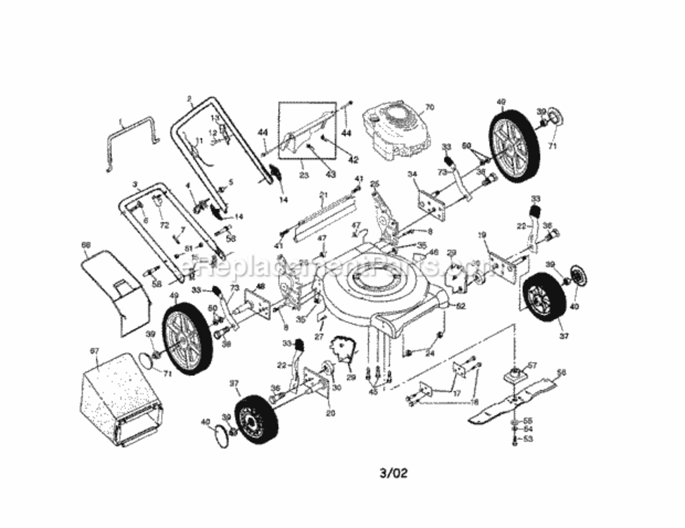 Page A Diagram and Parts List for  Craftsman Lawn Mower