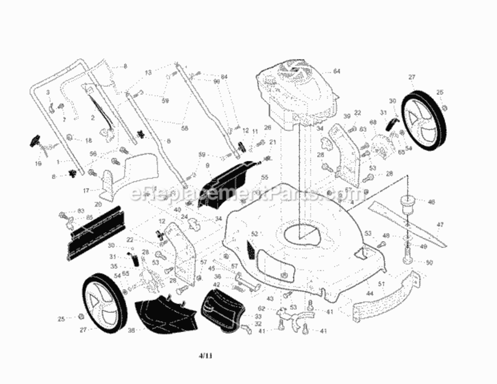 Page A Diagram and Parts List for  Craftsman Lawn Mower