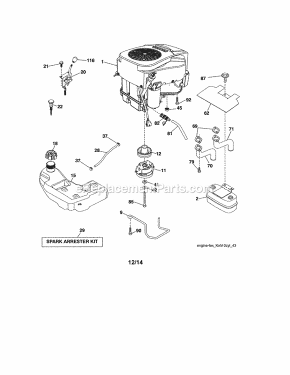 Page D Diagram and Parts List for  Craftsman Lawn Tractor