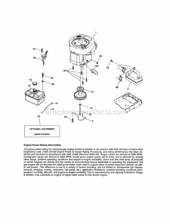 Page D Diagram and Parts List for  Craftsman Lawn Tractor