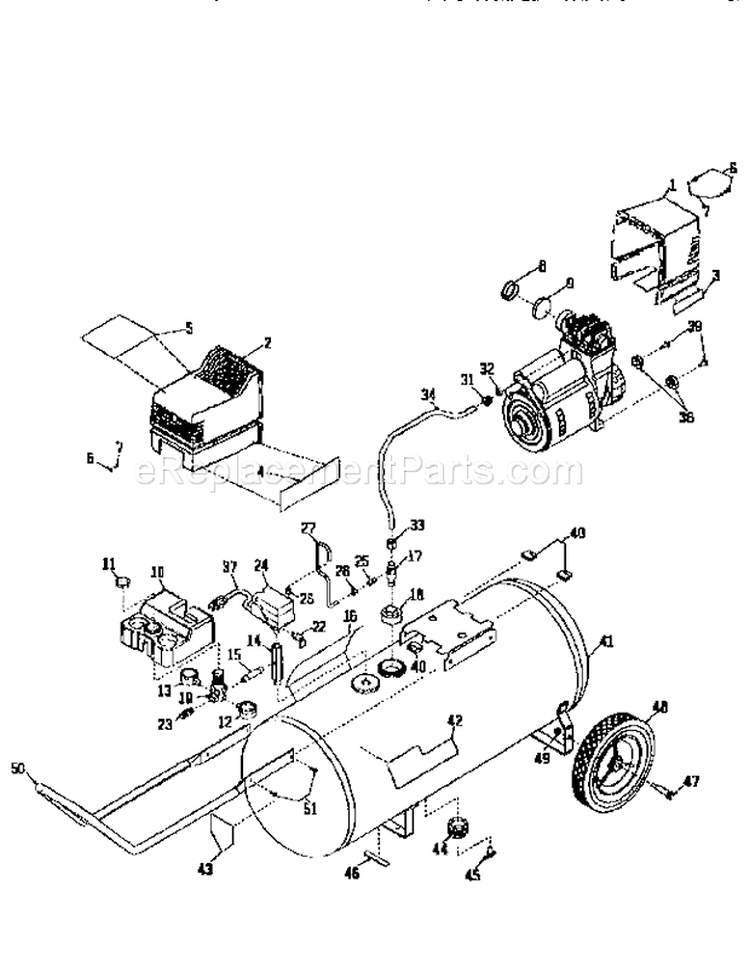Air Compressor Diagram and Parts List for  Craftsman Compressor
