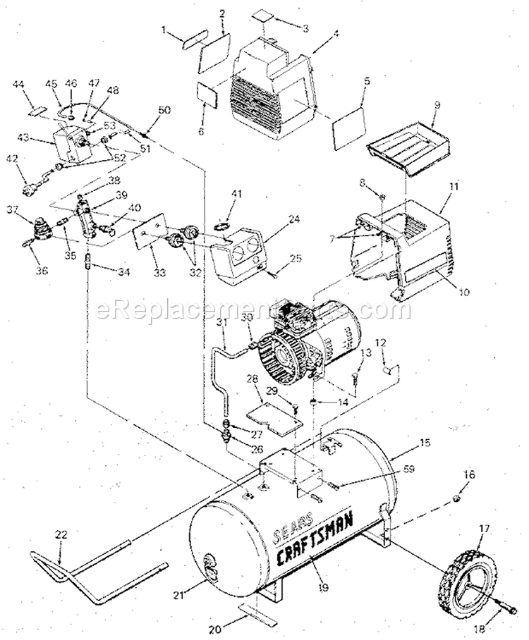 Page A Diagram and Parts List for  Craftsman Compressor