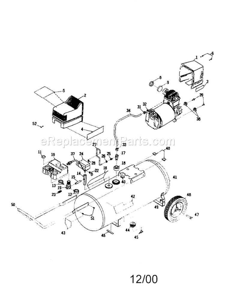 Air Compressor Diagram and Parts List for  Craftsman Compressor