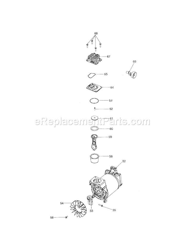 Compressor Pump Diagram and Parts List for  Craftsman Compressor
