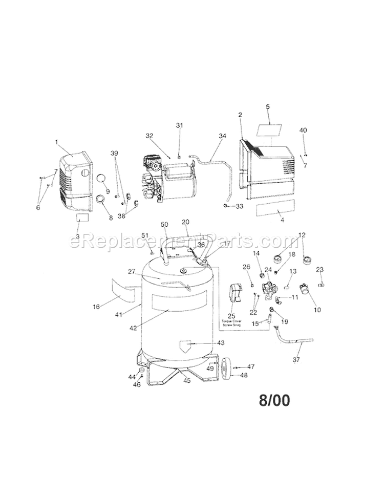 Air Compressor Diagram Diagram and Parts List for  Craftsman Compressor
