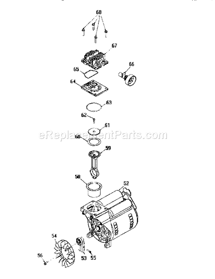 Motor Assembly Diagram and Parts List for  Craftsman Compressor