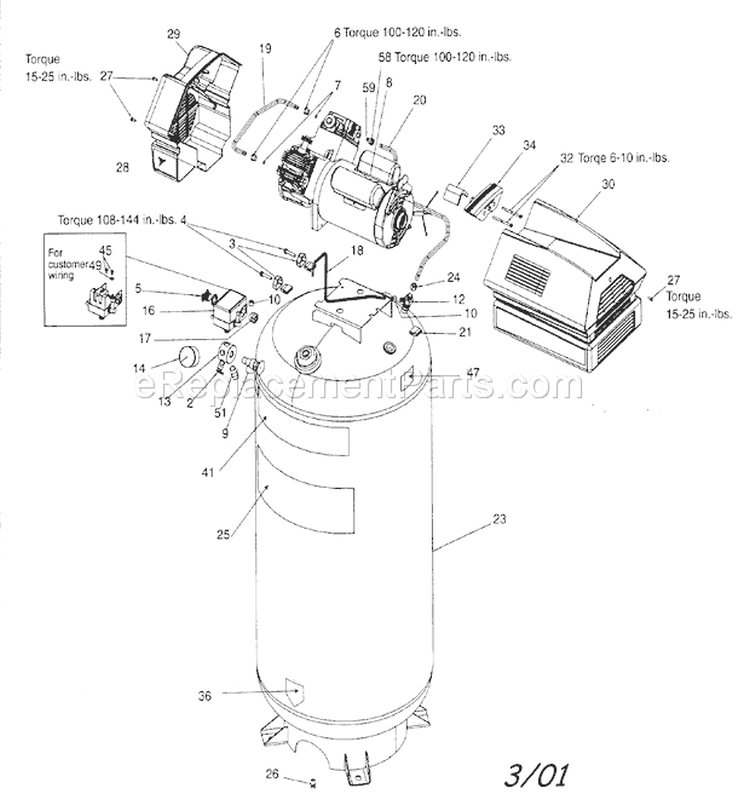 Cabinet Parts Diagram and Parts List for  Craftsman Compressor