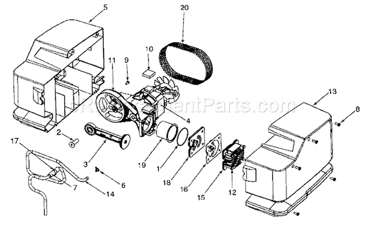 Page B Diagram and Parts List for  Craftsman Compressor