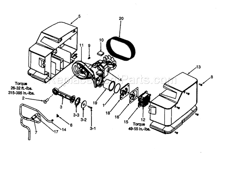 Pump Assy Diagram and Parts List for  Craftsman Compressor