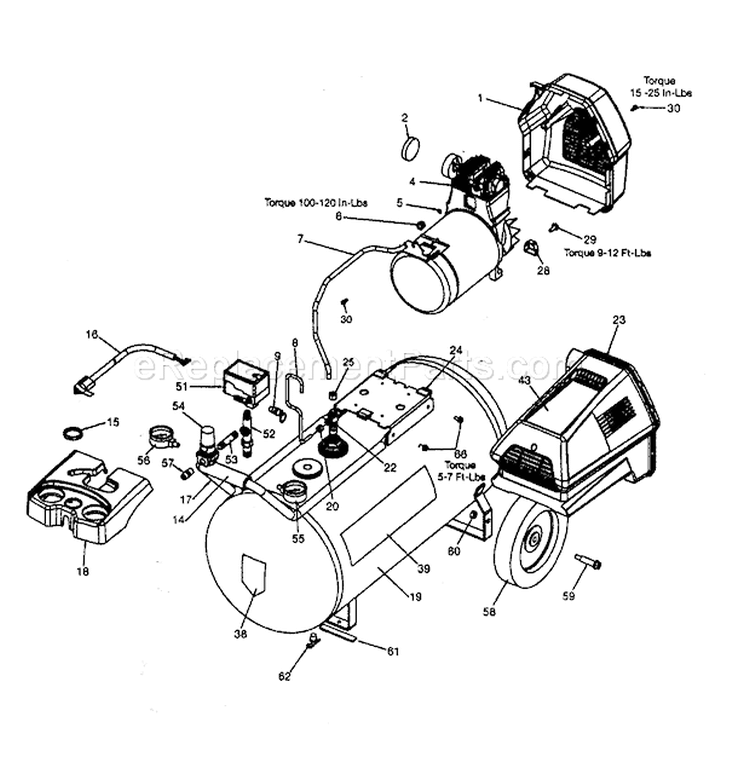 Compressor Diagram and Parts List for  Craftsman Compressor