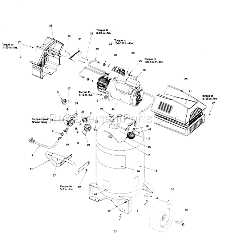 Cabinet Parts Diagram and Parts List for  Craftsman Compressor