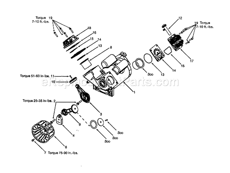 Pump Diagram and Parts List for  Craftsman Compressor