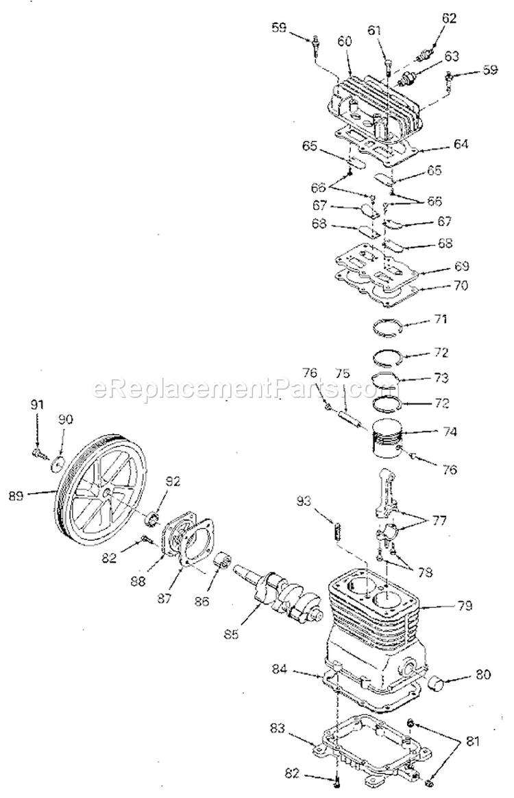 Page B Diagram and Parts List for  Craftsman Compressor