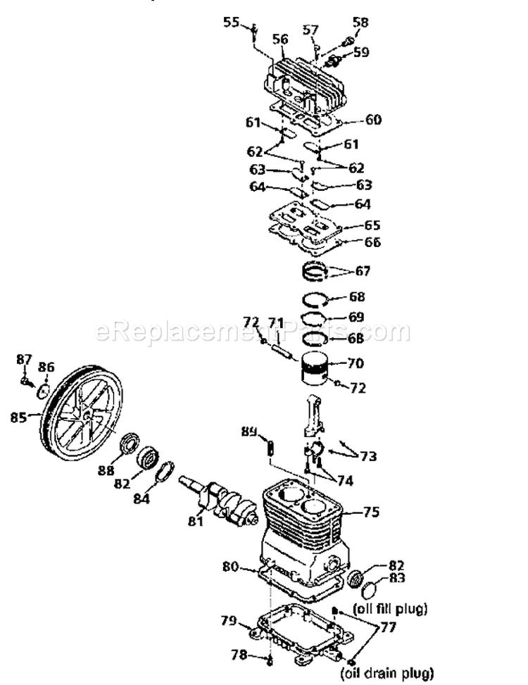 Page B Diagram and Parts List for  Craftsman Compressor