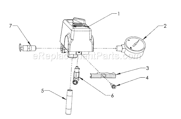 Switch Asy Diagram and Parts List for  Craftsman Compressor