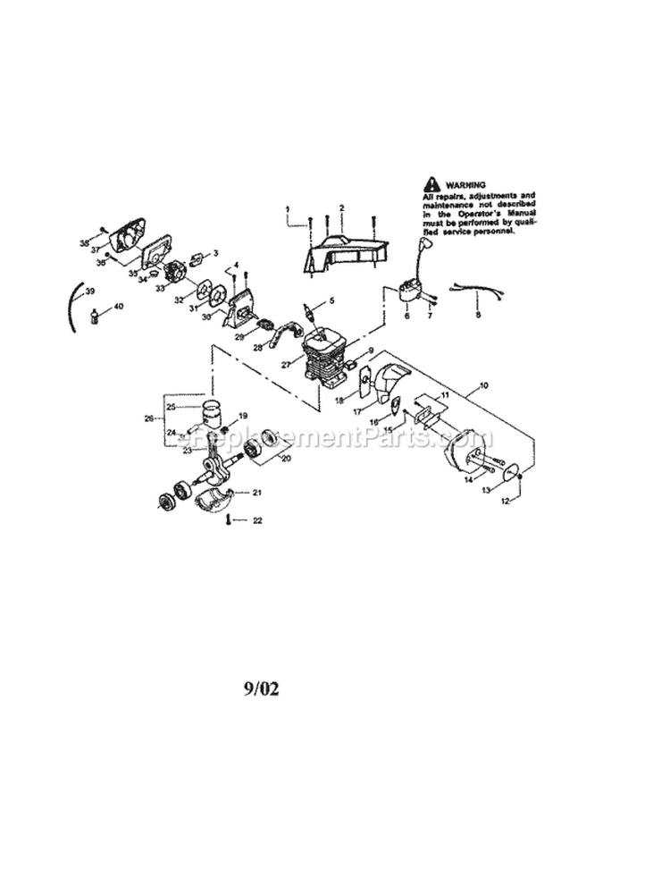 Crankcase / Crankshaft Diagram and Parts List for  Craftsman Chainsaw