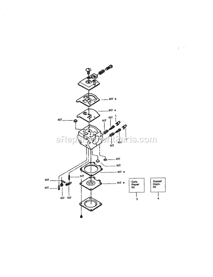 Carburetor Diagram and Parts List for  Craftsman Chainsaw