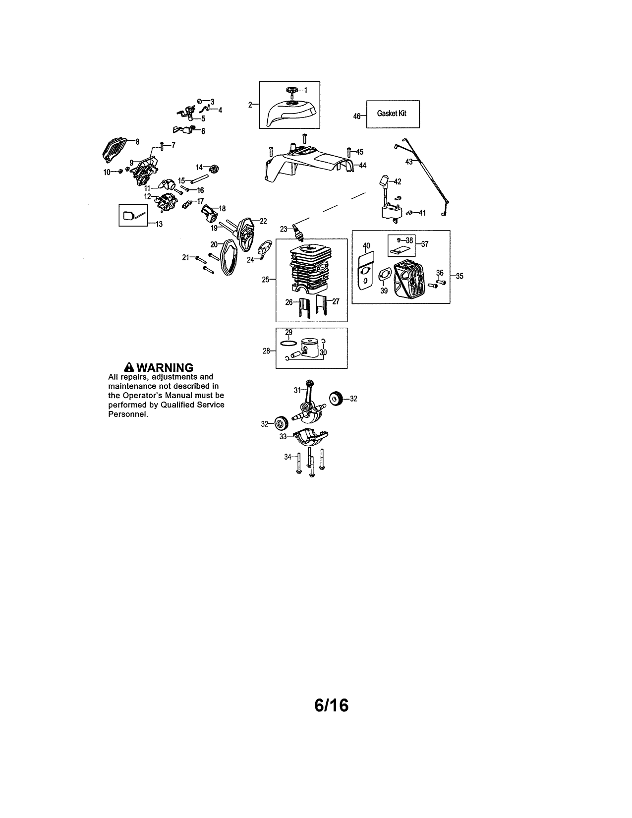 PG 1 - UNKNOWN Diagram and Parts List for Type 0 Craftsman Chainsaw