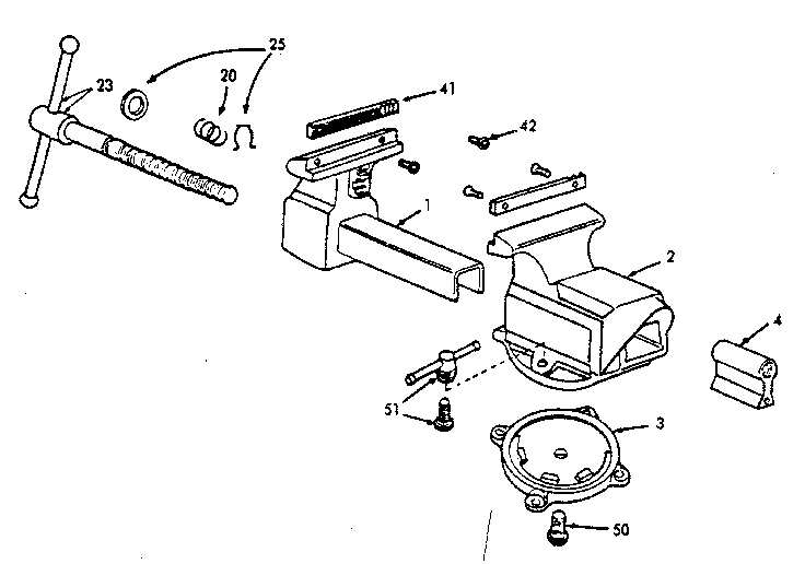 Unit Parts Diagram and Parts List for  Craftsman Vise