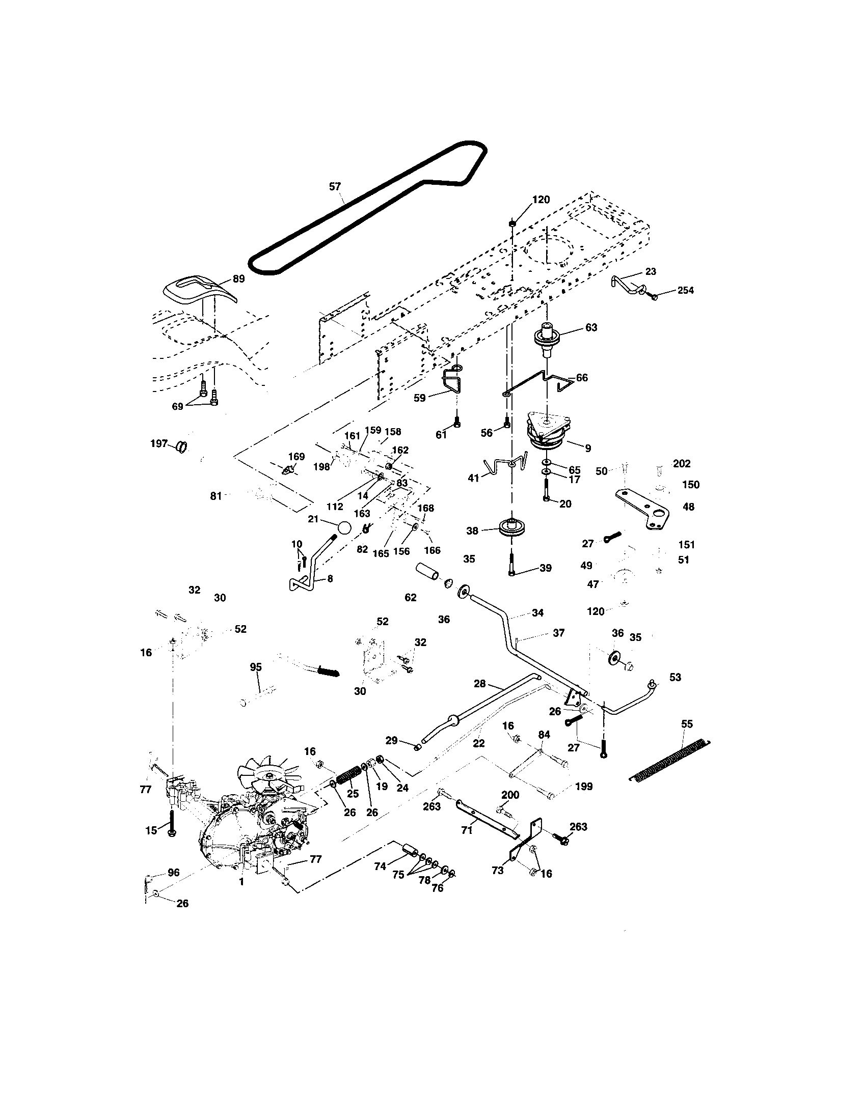 Ground Drive Diagram and Parts List for  Craftsman Lawn Tractor
