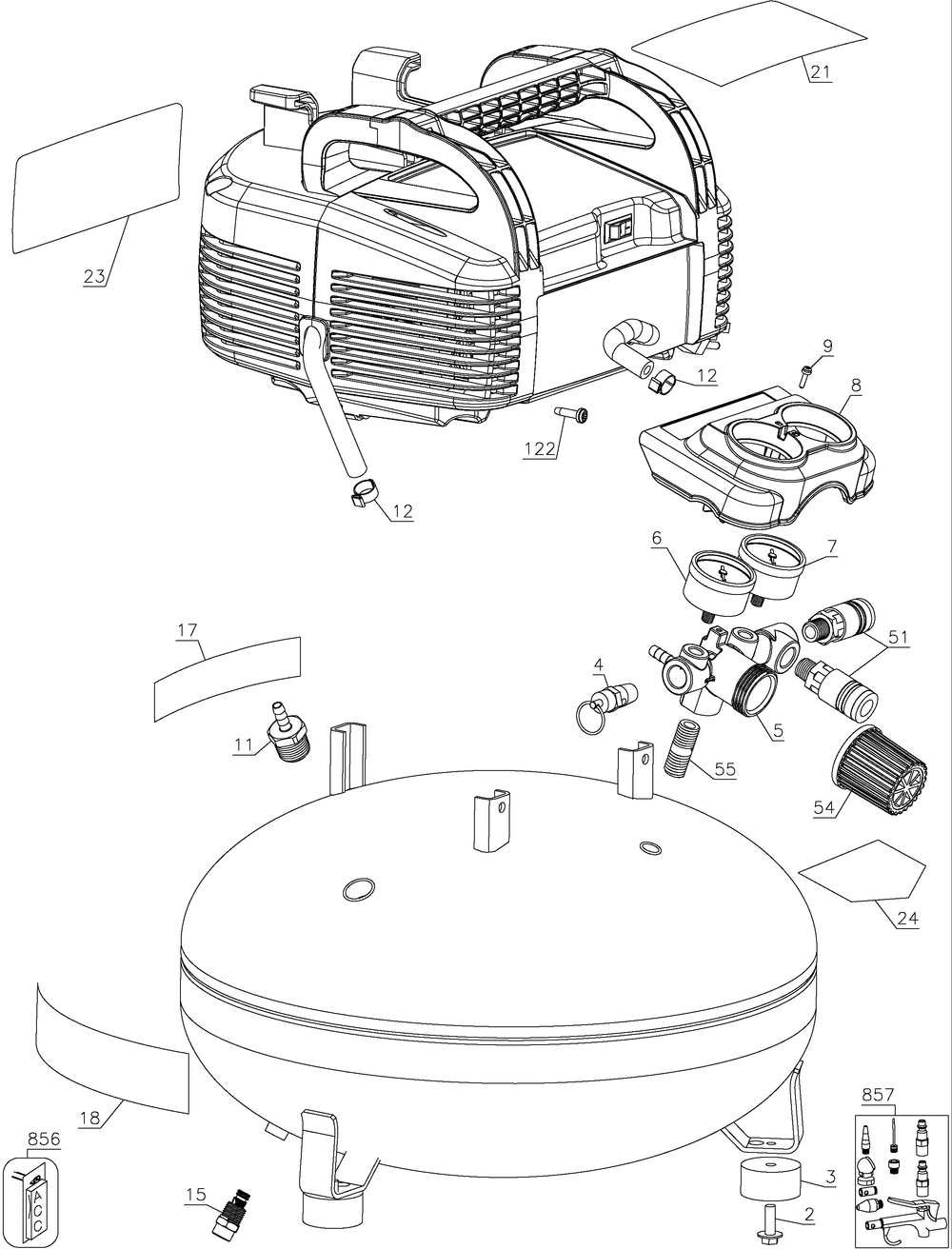 Diagram Diagram and Parts List for Type 1 Craftsman Compressor