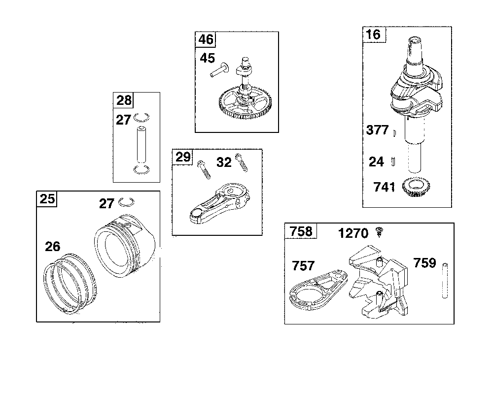Crankshaft Diagram and Parts List for  Craftsman Lawn Tractor