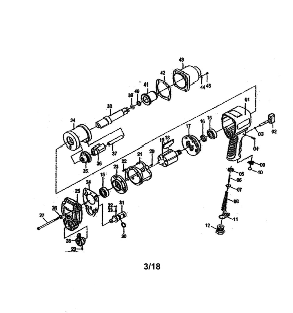 Impact Wrench Diagram and Parts List for  Craftsman Wrench