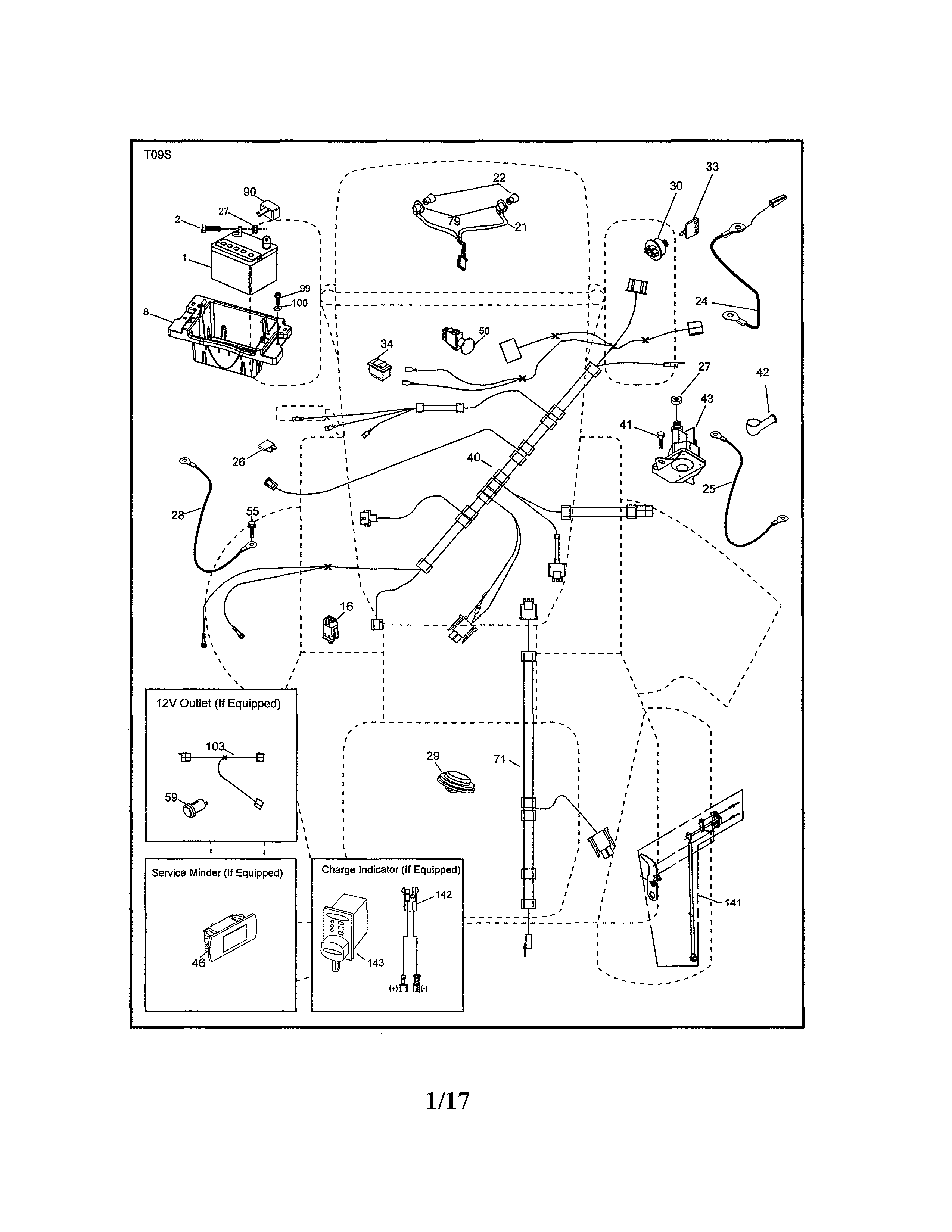 Electrical Diagram and Parts List for  Craftsman Lawn Tractor