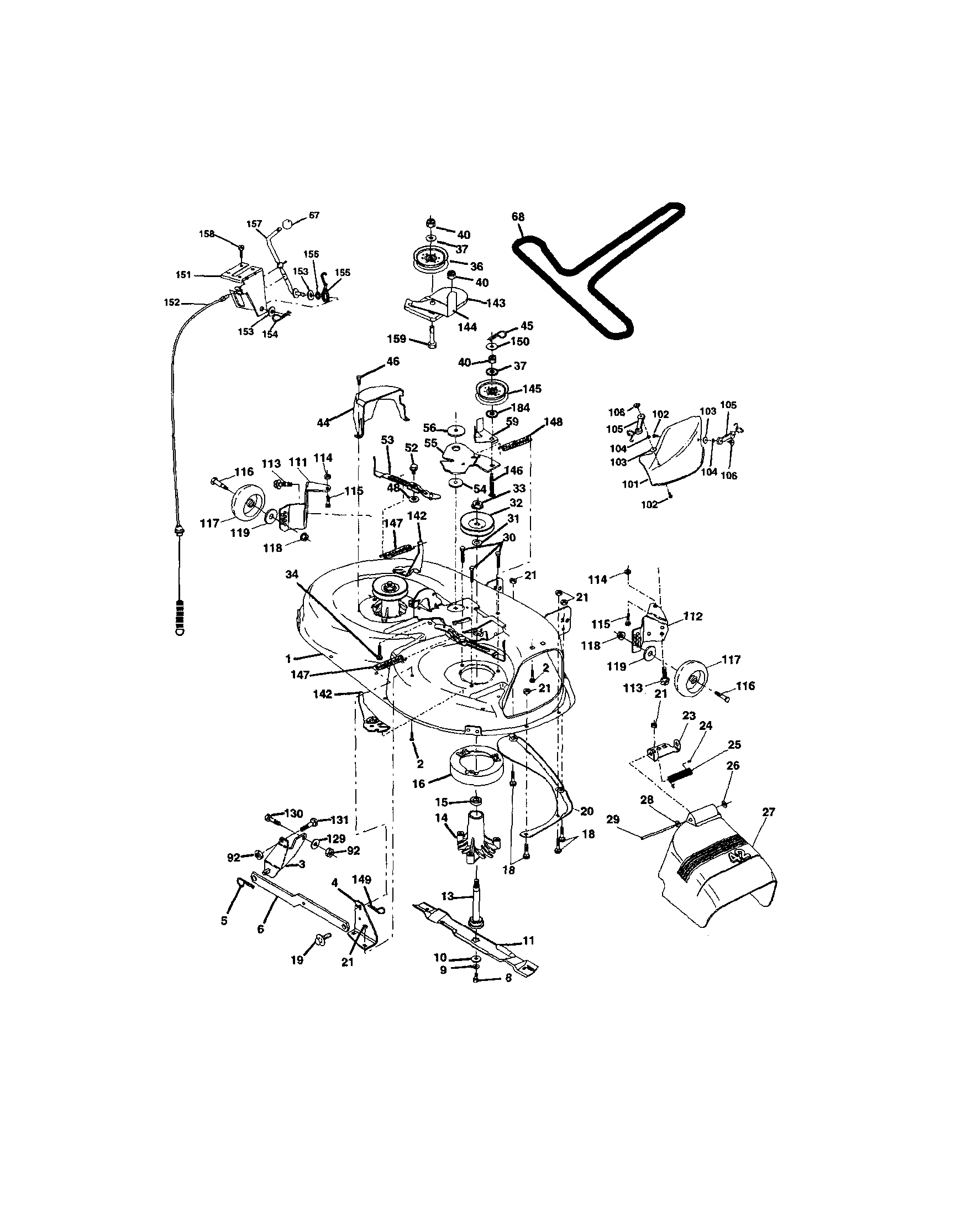 Mower Deck Diagram and Parts List for  Craftsman Lawn Tractor