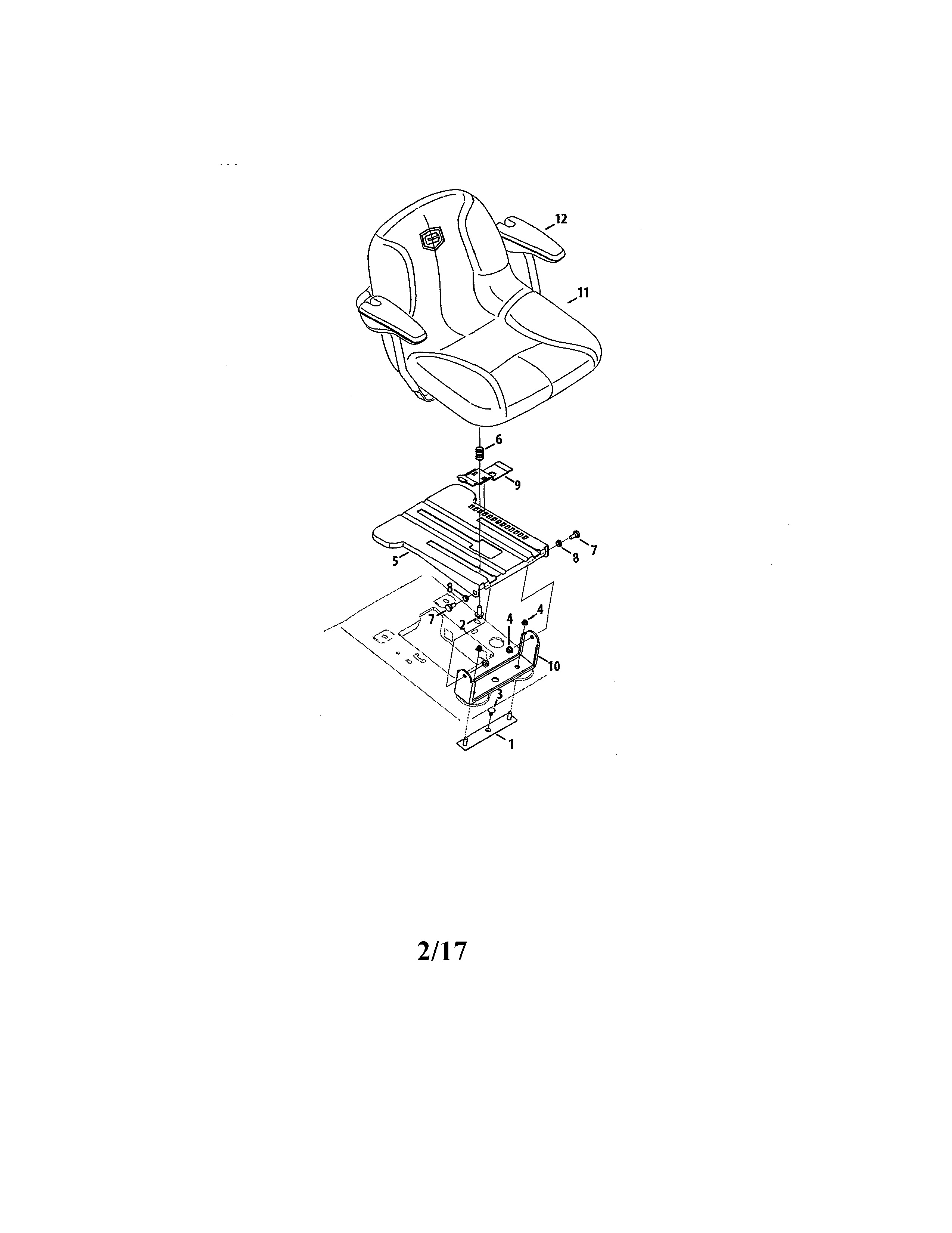 Seat Diagram and Parts List for  Craftsman Lawn Tractor