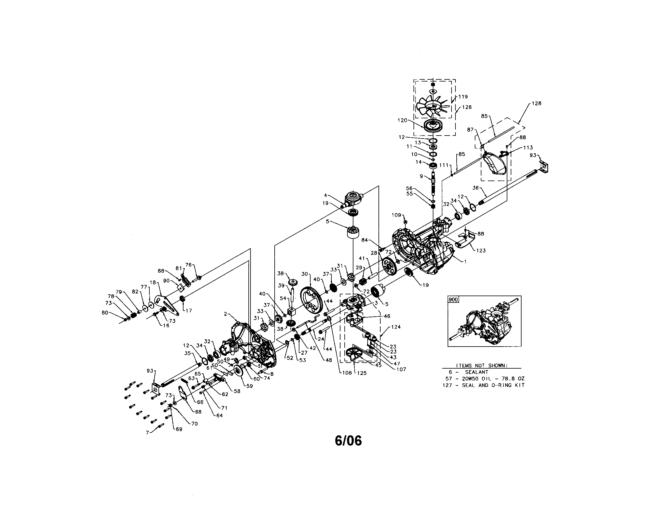 Transaxle Diagram and Parts List for  Craftsman Lawn Tractor